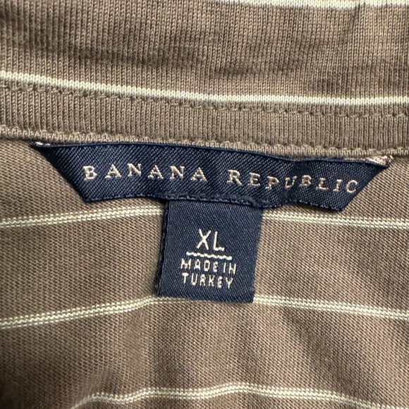 BANANA REPUBLIC RN 54023 - Brown/Cream Striped Short Sleeve Polo Shirt Men’s XL - Picture 4 of 6